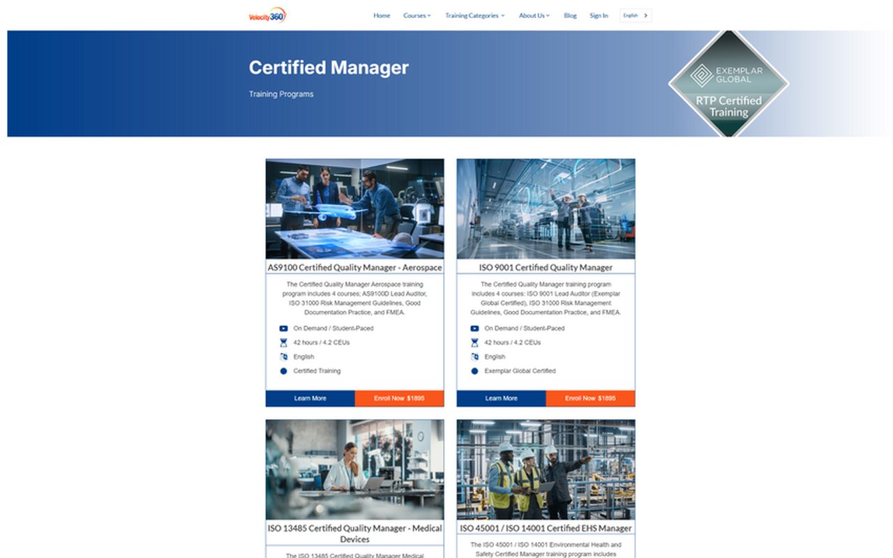 Velocity360: Certified Manager Training: project by Fourio Solutions